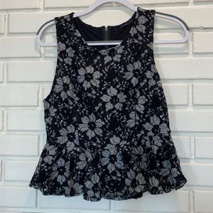 Black Flower Lacy Tank Top Size Large